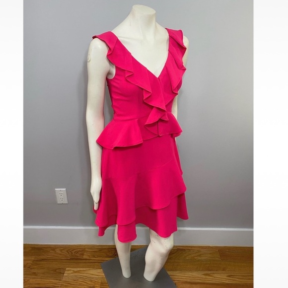 Adorable Hot Pink Ruffle Fit N’ Flare  Dress - Picture 6 of 12